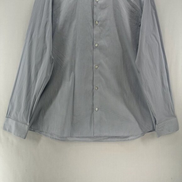 Calvin Klein Shirt Mens XL 17-17.5 34-35 X Extra Slim Fit Check Button Up Blue - Picture 4 of 11